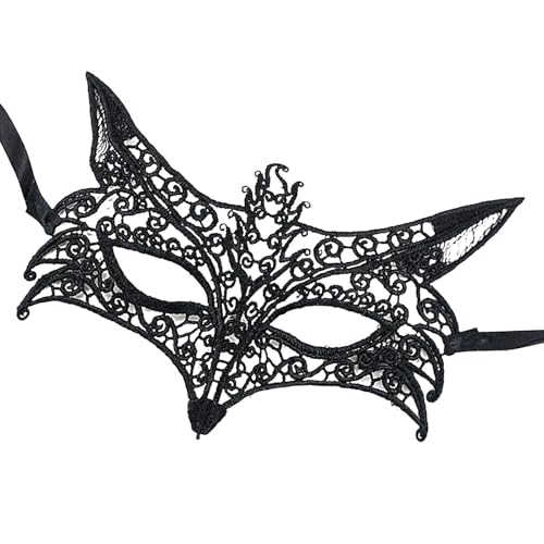 Schwarze Maskenmaske, Karnevalsmaske, elegante Spitzenmaske mit verbundenen Augen, Festivaldekorationszubehör, Maskerade-Augenmaske in Tierform für Party von Vibhgtf