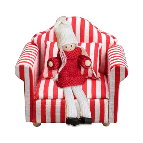 -Sofa Kissen - Miniatur -Spielzeugsessel bei 1:12 Skala, Spielzeug für Kinder roten und weißen Streifen | Miniatursofa der Hochholz -Stoffsimulation für Haus -Sofa Kissen - Miniatur -Spielzeugsessel bei 1:12 Skala, Spielzeug für Kinder roten und weißen Streifen | Miniatursofa der Hochholz -Stoffsimulation für Haus von Vibhgtf