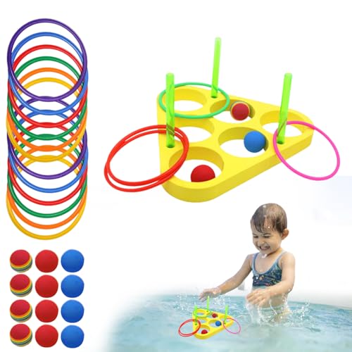Vibhgtf AROS -Spiel - schwimmendes Spielzeug mit Ringen zum Start in Wasser - Wasseraktivitäten mit und Bällen, schwimmende Schaumstoffkugeln für die motorische Entwicklung am, Garten oder Äuße von Vibhgtf
