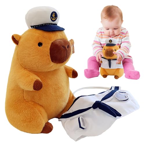 Vibhgtf Capybara Plush – Marina Sailor Capybara Doll | Marina Marina Capybara Capybara Plüschpuppe Capybara Capybara, kann Kleidung angelegt und entfernt werden, Geburtstagsgeschenke für und von Vibhgtf