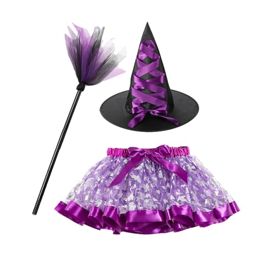 Vibhgtf Halloween Hexenrock - 3-teiliges Halloween-Kostüm | Hexenkostüm für Damen, Halloween-Rock für Kostümpartys, Halloween-Hexenrock von Vibhgtf