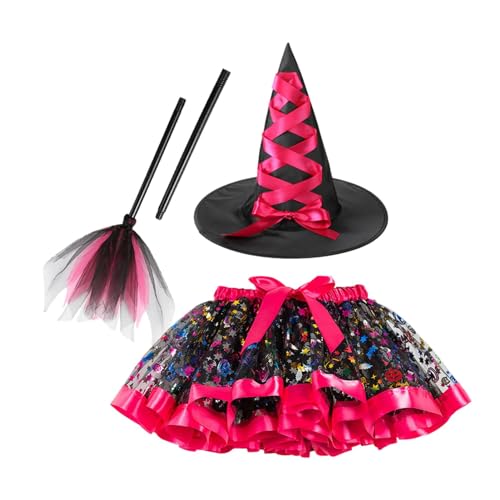 Vibhgtf Halloween Hexenrock - 3-teiliges Halloween-Kostüm | Hexenkostüm für Damen, Halloween-Rock für Kostümpartys, Halloween-Hexenrock von Vibhgtf