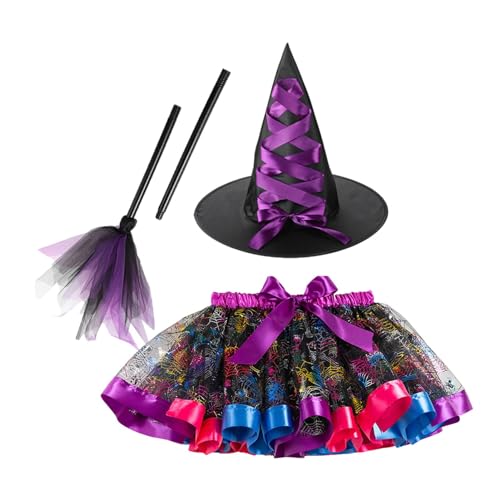 Vibhgtf Halloween Hexenrock - 3-teiliges Halloween-Kostüm | Hexenkostüm für Damen, Halloween-Rock für Kostümpartys, Halloween-Hexenrock von Vibhgtf