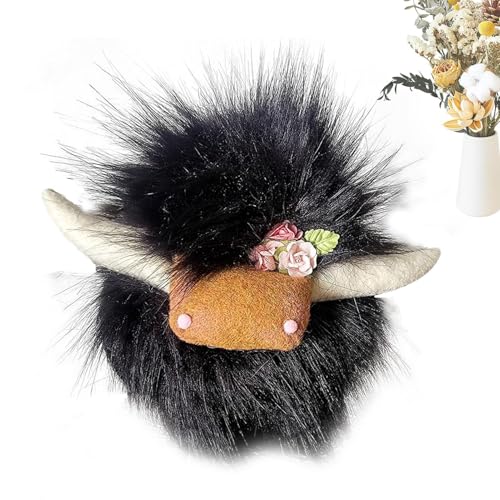 Vibhgtf Hochlandkuh – Süßes Hochlandkuh-Plüschtier | Weiche Kuscheltiere, ausgestopfte Hochlandkuh, realistisches Plüschtier, Flauschiges Spielzeug für Erwachsene, Kinder und Jugendliche von Vibhgtf