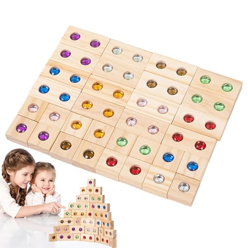 Vibhgtf Holzbausteine – Spielzeug-Set aus stapelbaren Iriswürfeln | Iris-Stapelturm-Set, Iris-Stapelblöcke mit Acrylblockstruktur, Ju von Vibhgtf