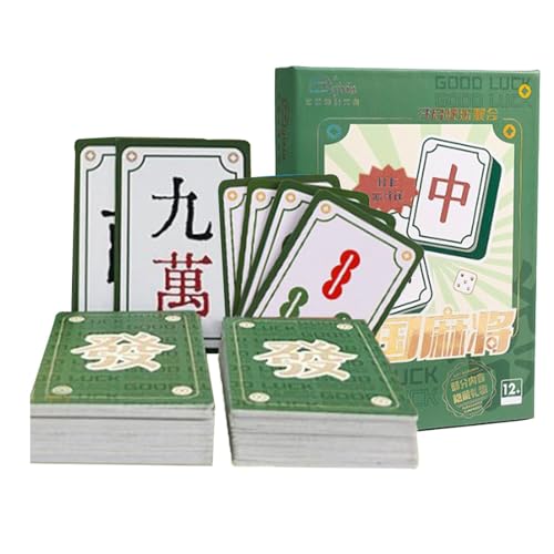 Vibhgtf Mahjong Reisespiel, Mahjongg-Karten, chinesisches Mahjongg-Spiele, chinesisches Mahjong Poker, chinesische Mah Jongg-Karten, tragbares Dick-Spiel für Party, Picknick, Zuhause, Festival von Vibhgtf