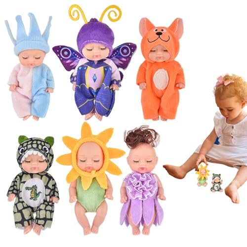 Vibhgtf Simulation Puppe – Mini-Puppen-Set, 6-teilig, Simulation zum Schlafen, Renaissance-Puppe, niedliche Theme Puppe mit beweglichen Gliedmaßen, geeignet für Kinder ab 3 Jahren von Vibhgtf