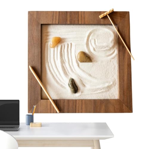 Vibhgtf Zen Zen Gartenzubehör Langlebiges Zen Retro Garten Zubehör Zen Garten Holz für Schreibtisch Entspannung Meditation von Vibhgtf