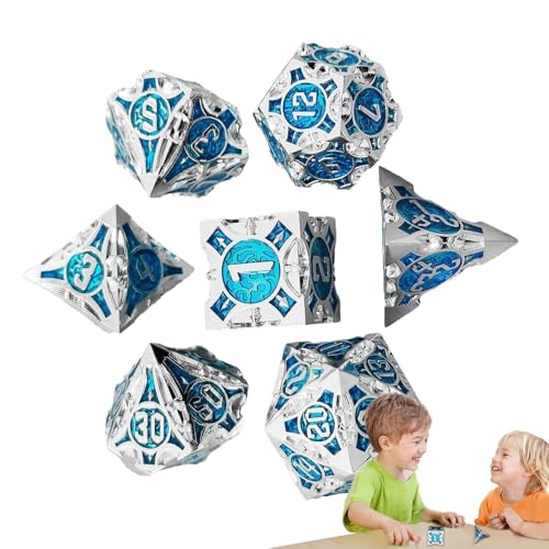 Würfelspiel aus Metall - Würfelspiele für Rollenspiele - Mehrseitige Würfelspiele, 7 große bunte Spielwürfel, lustiges Kinderspielzeug für Brettspiele, Familienfeiern Würfelspiel aus Metall - Würfelspiele für Rollenspiele - Mehrseitige Würfelspiele, 7 große bunte Spielwürfel, lustiges Kinderspielzeug für Brettspiele, Familienfeiern von Vibhgtf