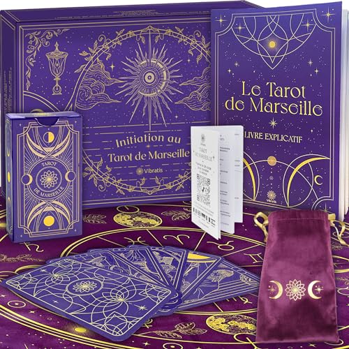 VIBRATIS Tarot Karten Set – Tarot de Marseille Starterset mit 78 Karten, 205-seitigem Buch & Wahrsager-Tischdecke – Perfekt für Anfänger VIBRATIS Tarot Karten Set – Tarot de Marseille Starterset mit 78 Karten, 205-seitigem Buch & Wahrsager-Tischdecke – Perfekt für Anfänger von Vibratis