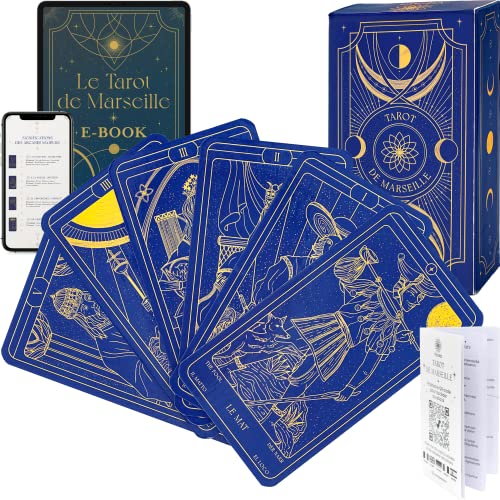 Vibratis Tarot Karten Set – Tarot de Marseille mit 78 Karten + Booklet & 196-seitigem E-Book – Perfekt für Anfänger & Wahrsagen Vibratis Tarot Karten Set – Tarot de Marseille mit 78 Karten + Booklet & 196-seitigem E-Book – Perfekt für Anfänger & Wahrsagen von Vibratis