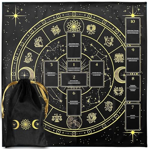 Vibratis Voyance-Teppich, keltischer Druck & Beutel – schwarzer Orakelteppich für Karten und Wahrsager-Tarot – Altar-Tischdecke 60 cm aus Samt zum Üben von Kartomanie und Wahrsager-Pendel Vibratis Voyance-Teppich, keltischer Druck & Beutel – schwarzer Orakelteppich für Karten und Wahrsager-Tarot – Altar-Tischdecke 60 cm aus Samt zum Üben von Kartomanie und Wahrsager-Pendel von Vibratis