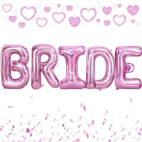 101,6 cm große rosa Brautballons, große rosa Buchstabe Braut Banner Ballons für Junggesellinnenabschiede Dekorationen, Brautdusche Helium Folienballon für Hochzeit Verlobung Braut To Be Dekorationen 101,6 cm große rosa Brautballons, große rosa Buchstabe Braut Banner Ballons für Junggesellinnenabschiede Dekorationen, Brautdusche Helium Folienballon für Hochzeit Verlobung Braut To Be Dekorationen von Vibzox