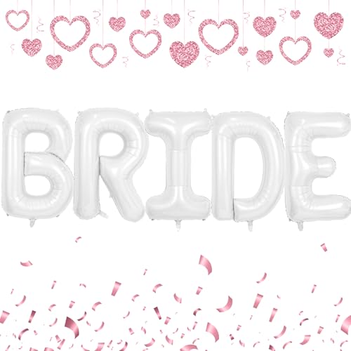101,6 cm weiße Brautballons, große XL weiße Buchstabe Braut Banner Ballons für Junggesellinnenabschiede Dekorationen, Brautdusche Helium Folienballon für Hochzeit Verlobung Braut To Be Party 101,6 cm weiße Brautballons, große XL weiße Buchstabe Braut Banner Ballons für Junggesellinnenabschiede Dekorationen, Brautdusche Helium Folienballon für Hochzeit Verlobung Braut To Be Party von Vibzox