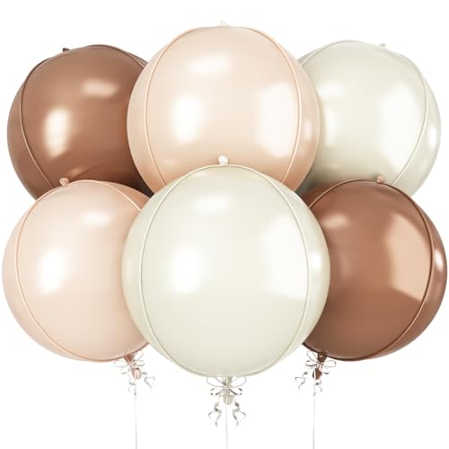 4D-Metallic-Luftballons, rund, 55,9 cm, Mylar-Folienballons für Abschlussball, Abschlussfeier, Hochzeiten, Geburtstage, Motto-Party-Dekorationen (Klasse 2025, Abschlussball 2025), cremefarben, beige, von Vibzox