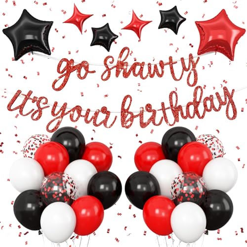 „Go Shawty, es ist dein Geburtstag Ballonbanner, Rot von Vibzox