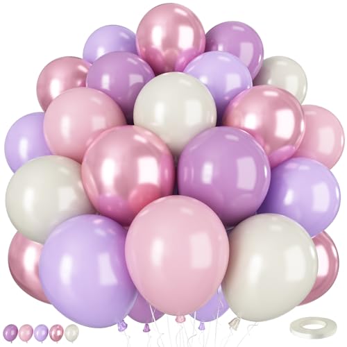 Luftballons in Rosa und Violett, 30,5 cm, violett, rosa, weiß, staubige Luftballons für Mädchen, Frauen, Geburtstag, Babyparty, Party, Hochzeit, Brautschmuck, 50 Stück Luftballons in Rosa und Violett, 30,5 cm, violett, rosa, weiß, staubige Luftballons für Mädchen, Frauen, Geburtstag, Babyparty, Party, Hochzeit, Brautschmuck, 50 Stück von Vibzox