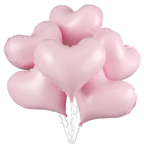 Pinke Herzballons, 6 Stück, 61 cm, große Baby-Herz-Folienballons für Geburtstag, Hochzeit, Babyparty, Jahrestag, Party-Dekorationen von Vibzox