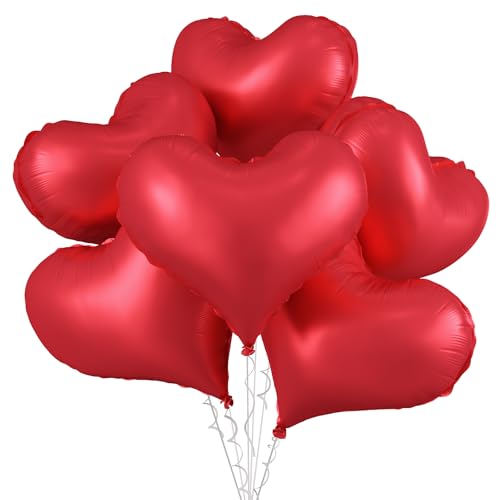 Rote Herzballons, 6 Stück, 61 cm, große rote Herz-Folienballons für Geburtstag, Hochzeit, Babyparty, Jahrestag, Party-Dekoration von Vibzox