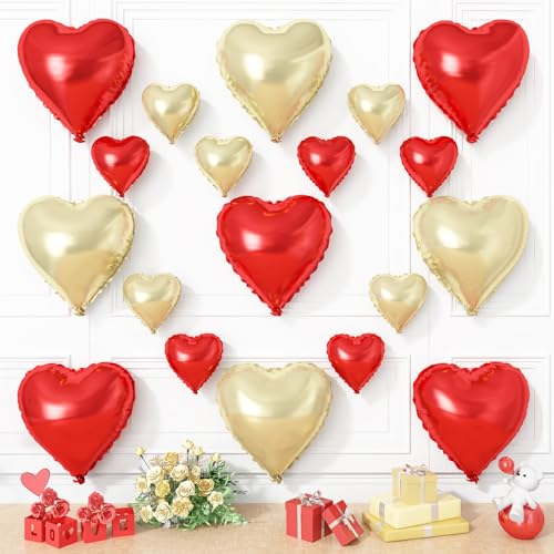 Rotgoldene Herzballons, 19 Stück, rotgoldener Ballon in Herzform, 45,7 cm mit 25,4 cm Helium-Mylar-Ballon für Geburtstag, Babyparty, Brautparty, Hochzeit, Party-Dekorationen Rotgoldene Herzballons, 19 Stück, rotgoldener Ballon in Herzform, 45,7 cm mit 25,4 cm Helium-Mylar-Ballon für Geburtstag, Babyparty, Brautparty, Hochzeit, Party-Dekorationen von Vibzox