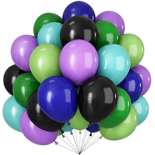 Schwarz Lila Grün Blau Luftballons, 60 Stück 30,5 cm Schwarz und Grün Blau Lila Luftballons für Videospiel Männer Geburtstag Jungen Spiel Nacht Monster Motto Party Dekorationen Schwarz Lila Grün Blau Luftballons, 60 Stück 30,5 cm Schwarz und Grün Blau Lila Luftballons für Videospiel Männer Geburtstag Jungen Spiel Nacht Monster Motto Party Dekorationen von Vibzox