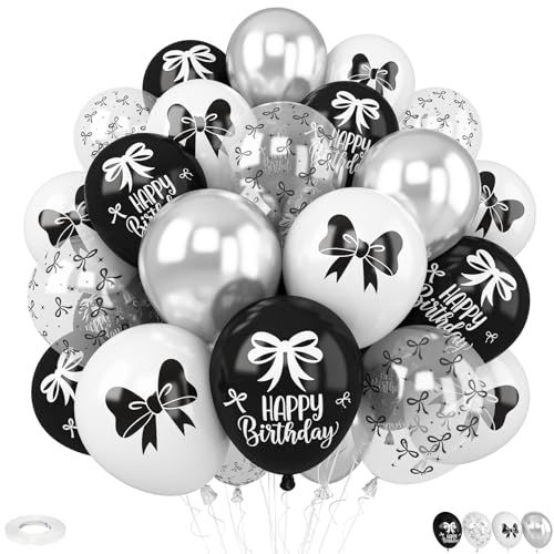 Schwarze Luftballons, 30 Stück, 30,5 cm, schwarz-weiß, Ballon mit Schleife, bedruckte Ballons für Junggesellinnenabschied, Prinzessinnen-Thema, Geburtstagsparty, Braut-Verlobung, Dekorationen Schwarze Luftballons, 30 Stück, 30,5 cm, schwarz-weiß, Ballon mit Schleife, bedruckte Ballons für Junggesellinnenabschied, Prinzessinnen-Thema, Geburtstagsparty, Braut-Verlobung, Dekorationen von Vibzox