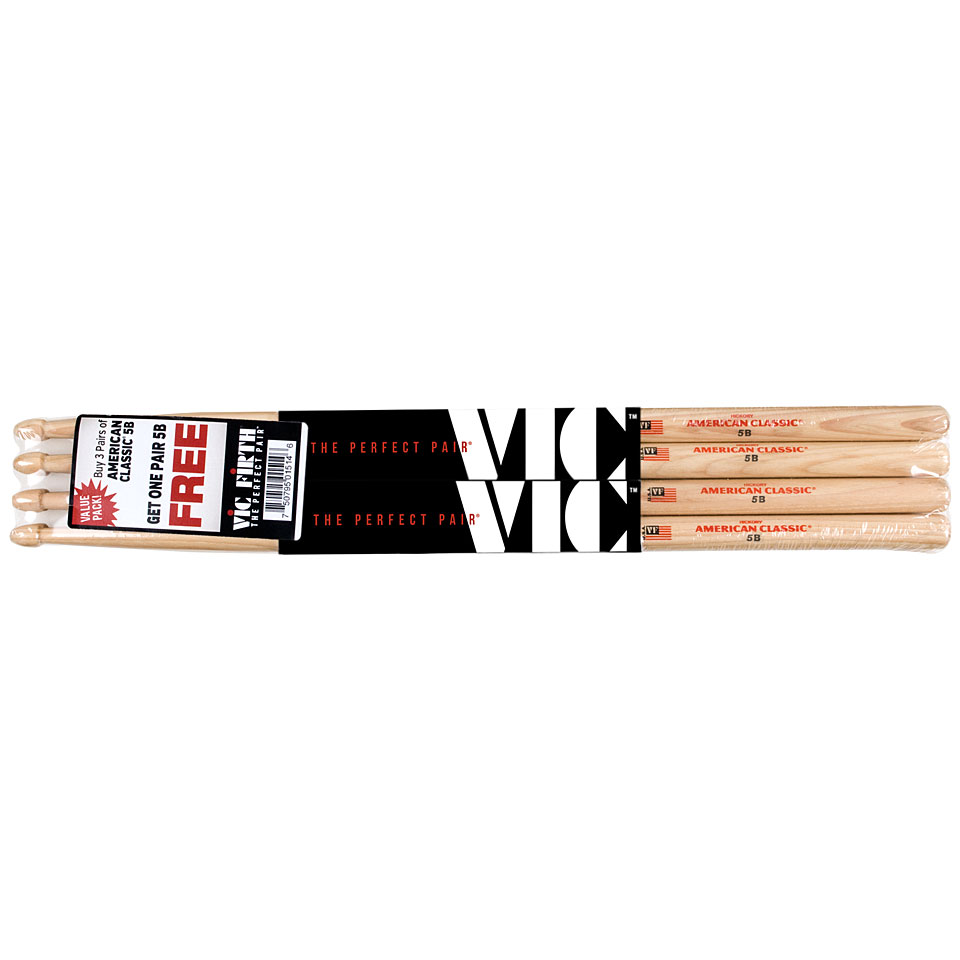 Vic Firth American Classic Hickory 5B Value Pack VFP5B3-5 Drumsticks von Vic Firth