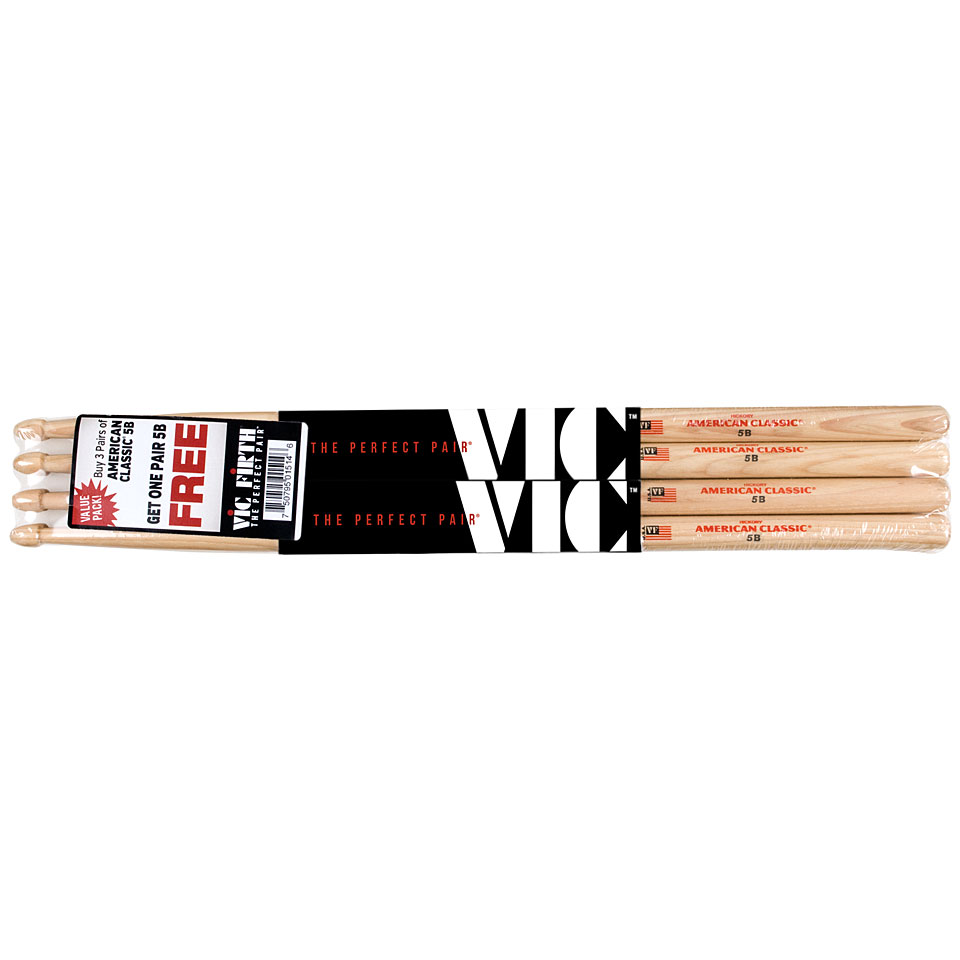Vic Firth American Classic Hickory 5B Value Pack VFP5B3-5 Drumsticks Vic Firth American Classic Hickory 5B Value Pack VFP5B3-5 Drumsticks von Vic Firth