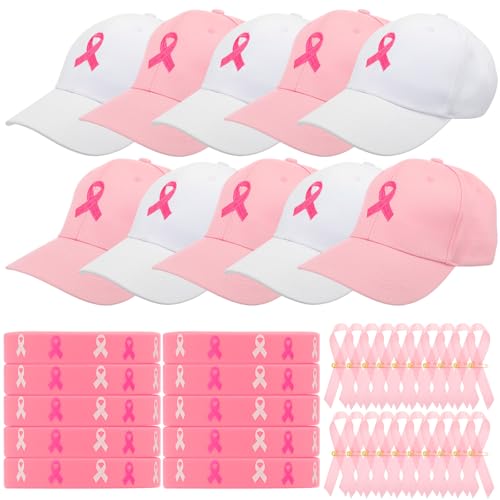 Vicenpal 40 Stück Brustkrebs-Bewusstseinsbevorzugungen, rosa und weiße Baseballmützen, Sportmützen, rosa Silikon-Armbänder, Bandnadeln für Frauen, Brustkrebs, Wohltätigkeitsorganisation, Veranstaltung Vicenpal 40 Stück Brustkrebs-Bewusstseinsbevorzugungen, rosa und weiße Baseballmützen, Sportmützen, rosa Silikon-Armbänder, Bandnadeln für Frauen, Brustkrebs, Wohltätigkeitsorganisation, Veranstaltung von Vicenpal