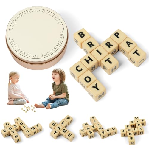 Vicloon Das Kreuzworträtsel-Solitär-Spiel, Kreuzworträtsel-Solitär-Würfelspiel mit 12 Würfelbuchstaben, Wortspiele, Multifunktionales Scrabble-Buchstaben-Spiel, Reise-Scrabble-Spiel mit Eisenkasten Vicloon Das Kreuzworträtsel-Solitär-Spiel, Kreuzworträtsel-Solitär-Würfelspiel mit 12 Würfelbuchstaben, Wortspiele, Multifunktionales Scrabble-Buchstaben-Spiel, Reise-Scrabble-Spiel mit Eisenkasten von Vicloon