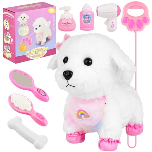Vicloon Interaktives Hund Spielzeug Kinder, Plüsch Hund mit Leine der Läuft Bellt Schwanzwedeln, Haustier Rollenspiel Anziehen Füttern Baden, Geschenke für Mädchen ab 3 Jahren, Inklusive Hundezubehör Vicloon Interaktives Hund Spielzeug Kinder, Plüsch Hund mit Leine der Läuft Bellt Schwanzwedeln, Haustier Rollenspiel Anziehen Füttern Baden, Geschenke für Mädchen ab 3 Jahren, Inklusive Hundezubehör von Vicloon