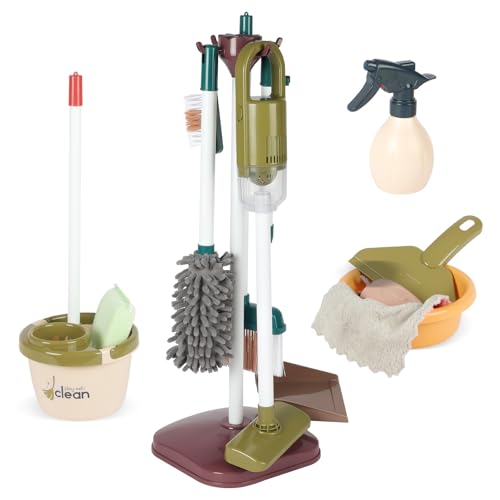 Vicloon Kinderstaubsauger mit Saug, 15 PCS Putzset für Kinder, Spielzeugstaubsauger für Kinder ab 3 Jahren, Pretend Rolle Spielen Housekeeping Spielzeug Set mit Schwamm Lappen Reinigungswerkzeuge von Vicloon