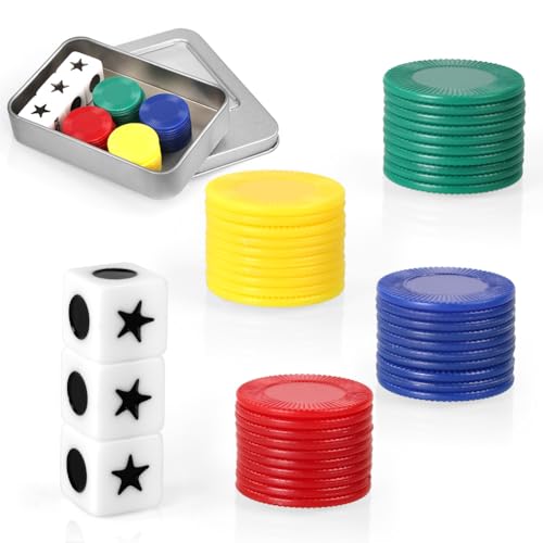 Vicloon LCR Würfelspiel Set, Links Mitte Rechts Würfelspiele Set inklusive 3 Würfeln & 40 Bunten Chips, Familienwürfelspiele, Würfel Set für Tischspiele, Party, Freunde Versammlungen, Camping Picknick Vicloon LCR Würfelspiel Set, Links Mitte Rechts Würfelspiele Set inklusive 3 Würfeln & 40 Bunten Chips, Familienwürfelspiele, Würfel Set für Tischspiele, Party, Freunde Versammlungen, Camping Picknick von Vicloon