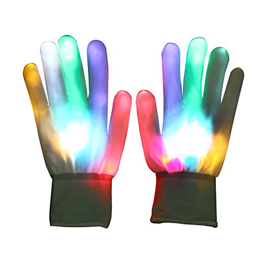 Vicloon LED Handschuhe, 5 Farben ＆ 6 Modi Leuchtende Handschuh, Flashing LED Handschuhe Kinder für Halloween Weihnacht Karneval Party Clubs Disco Festivals - Weiß von Vicloon