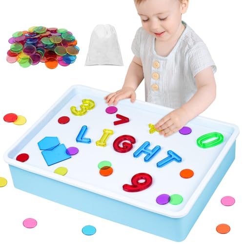 Vicloon Light Box Blau mit 151 Bunte Buchstaben, Zahlen, Rechensymbole und Geometrie, Sensorisches Spiel für Kinder ab 3+, Leuchttisch für Kinder, 10 Stufige Dimmung, Zählen und Buchstabieren üben Vicloon Light Box Blau mit 151 Bunte Buchstaben, Zahlen, Rechensymbole und Geometrie, Sensorisches Spiel für Kinder ab 3+, Leuchttisch für Kinder, 10 Stufige Dimmung, Zählen und Buchstabieren üben von Vicloon
