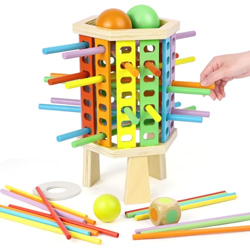Vicloon Montessori Spiel Brettspiel aus Holz, 36 Stück Bunte Holzstäbchen Spiele Würfelspiel Mathe & Feinmotorik Spielzeug, Farblernturm, Kinder Familienspiel, Kinderspiele Reisespiel ab 3 Jahren Vicloon Montessori Spiel Brettspiel aus Holz, 36 Stück Bunte Holzstäbchen Spiele Würfelspiel Mathe & Feinmotorik Spielzeug, Farblernturm, Kinder Familienspiel, Kinderspiele Reisespiel ab 3 Jahren von Vicloon