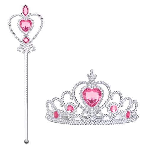 Vicloon Princess Dress Up Zubehör: Krone, Zepter. Cosplay, Karnevals-Geburtstagsfeier-Halloween-Party (Pink) von Vicloon