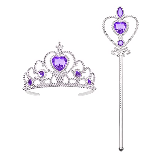 Vicloon Prinzessin Elsa die Schneekönigin Dress Up Accessoires - 2 Stück Geschenk-Set mit Strass Crown Zauberstab-Violett von Vicloon