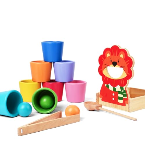 Vicloon Bälle in Tassen, Montessori Spielzeug ab 3 Jahr, 8 Kugeln 32 mm Regenbogen Holzkugeln in Tassen, Baby Sensorik Bälle Holzspiele zum Zählen und Sortieren Farben Lernen für Vorschule Vicloon Bälle in Tassen, Montessori Spielzeug ab 3 Jahr, 8 Kugeln 32 mm Regenbogen Holzkugeln in Tassen, Baby Sensorik Bälle Holzspiele zum Zählen und Sortieren Farben Lernen für Vorschule von Vicloon