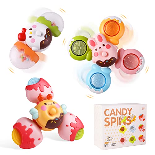Vicloon Saugnapf Spielzeug Baby, 3 Stück Saugnapf Kreisel Spielzeug, mit Beißring aus Silikon, Glocke, Drehbar Multifunktion, Stapelspielzeug, Fidget Badewannenspielzeug Vicloon Saugnapf Spielzeug Baby, 3 Stück Saugnapf Kreisel Spielzeug, mit Beißring aus Silikon, Glocke, Drehbar Multifunktion, Stapelspielzeug, Fidget Badewannenspielzeug von Vicloon