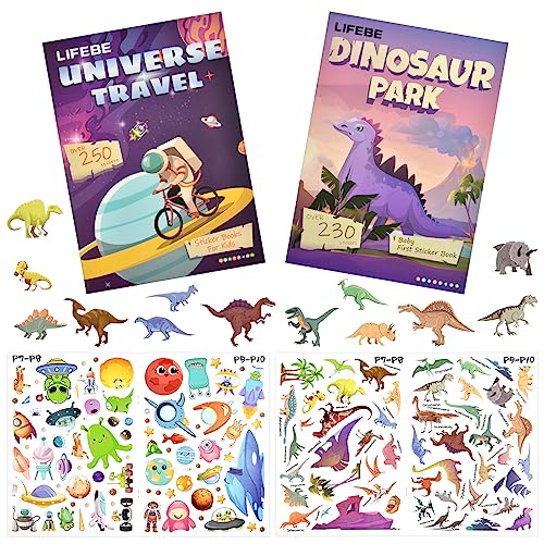Vicloon Wiederverwendbare Sticker, Reusable Sticker Dinosaurierpark/Raumfahrt Farbig Aufkleber, Kleinkinder Sticker für Mitgebsel Kindergeburtstag Gastgeschenke(2 Bogen) Vicloon Wiederverwendbare Sticker, Reusable Sticker Dinosaurierpark/Raumfahrt Farbig Aufkleber, Kleinkinder Sticker für Mitgebsel Kindergeburtstag Gastgeschenke(2 Bogen) von Vicloon