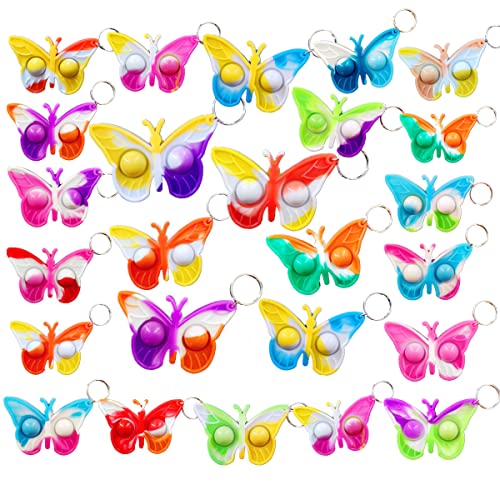 Victgame 30 Stück (Schüler der Schule Geschenke und Party Favors) Bulk Mini Pop Keychain Schmetterling Fidget für Schüler Geburtstag Partybegünstigungen von Victgame
