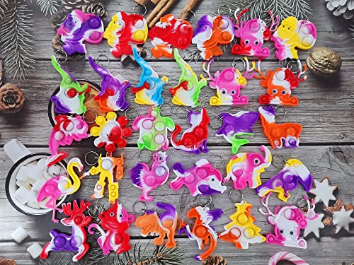 30 Stück Bulk Weihnachtsrucksack Schlüsselanhänger Mini Pop Fidget für Studenten Geschenk und Octopus Party Favors, Studenten Bubble Prize für Jungen und Mädchen, Kinder von Victgame
