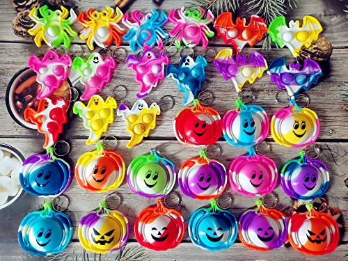Victgame 30 Stück Halloween Regenbogen-Klassenzimmer-Studenten, kleine Geschenke,Preis und Geburtstagsfeier, Mini-Zappel-Schlüsselanhänger, Blasen-Geschenk für Kinder, Jungen, Mädchen von Victgame