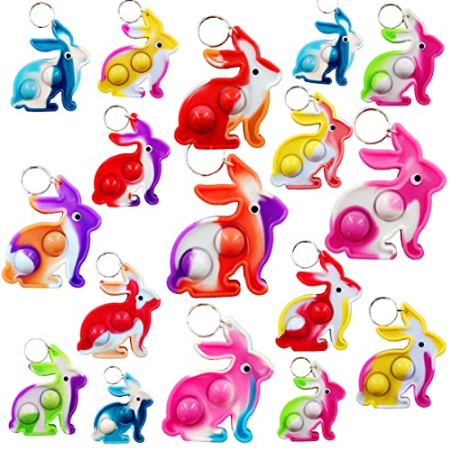 Victgame 30 Stück (Schüler der Schule Geschenke und Party Favors) Bulk Mini Pop Keychain Kaninchen Fidget für Schüler Geburtstag Partybegünstigungen von Victgame