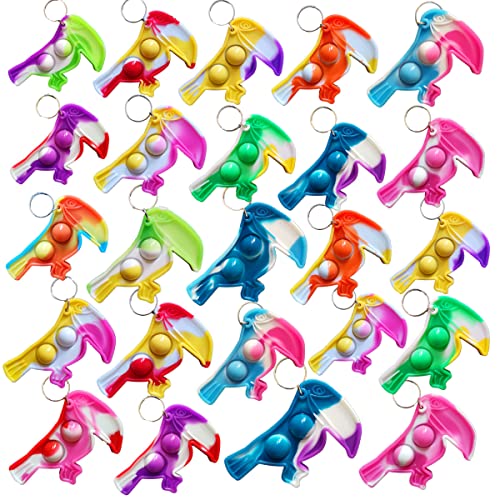 Victgame 30 Stück (Schüler der Schule Geschenke und Party Favors) Bulk Mini Pop Keychain Papagei Fidget für Schüler Geburtstag Partybegünstigungen von Victgame