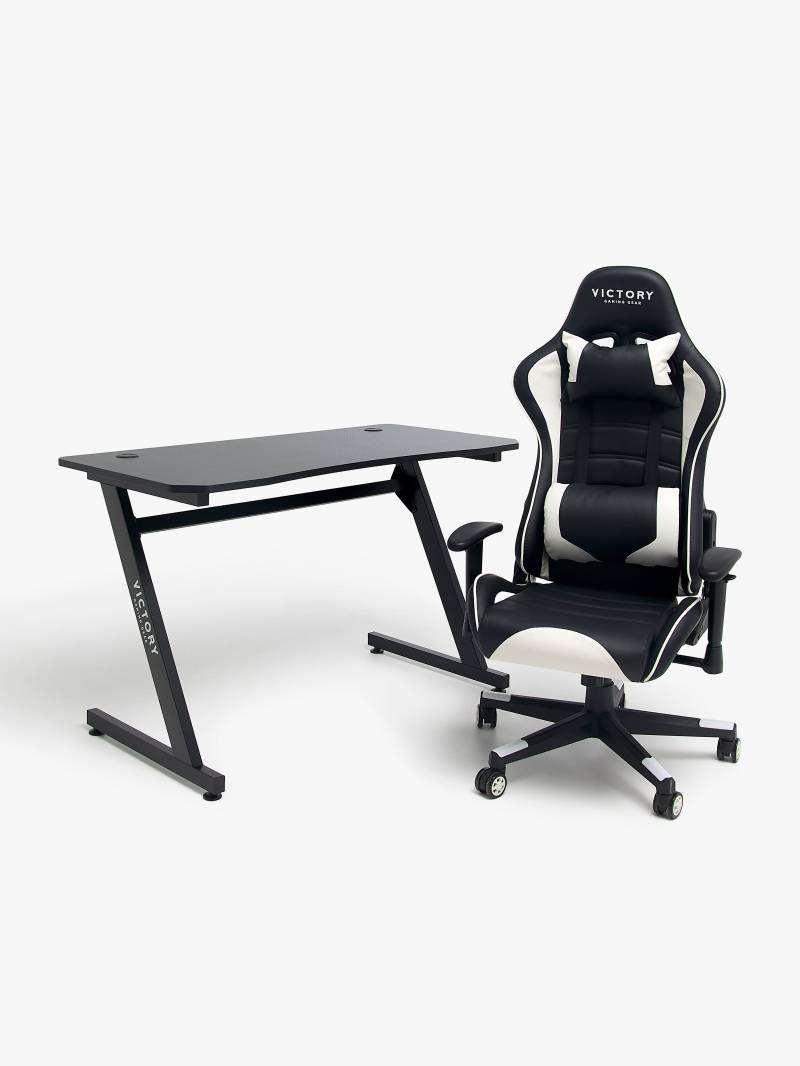 Victory Future Gaming-Stuhl inkl. Tisch, Schwarz/Weiß von Victory