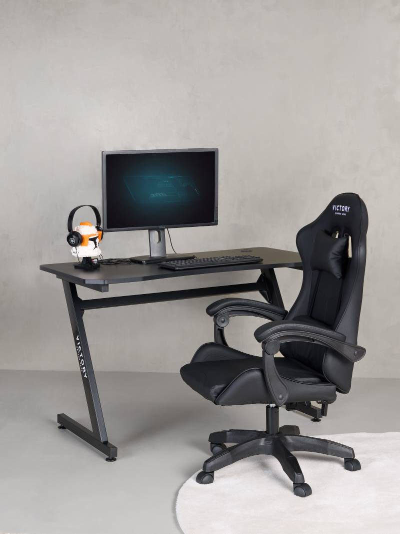 Victory Mission Gaming-Stuhl inkl. Tisch, Schwarz von Victory