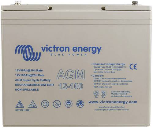 Victron Energy Super Cycle BAT412110081 Bleiakku 12V 100Ah Blei-Vlies (AGM) M6-Schraubanschluss von Victron Energy