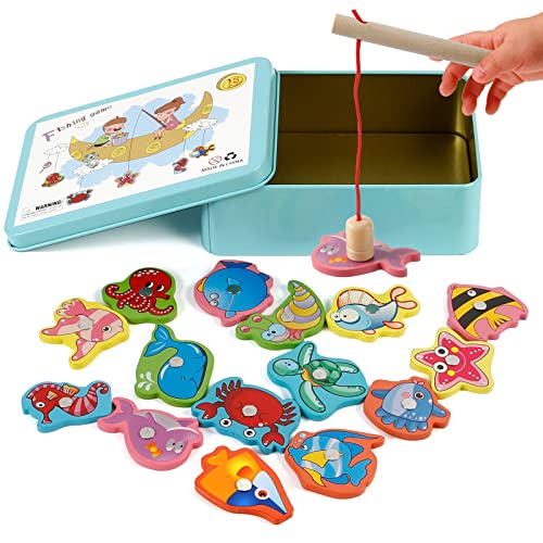 Holzspielzeug Angelspiel, Victse Spiele Montessori Kinder 2 Jahre magnetisches Angelspiel, Kinder aus Holz, Lernspielzeug, Kinderspiele für Entwicklung (Blau) Holzspielzeug Angelspiel, Victse Spiele Montessori Kinder 2 Jahre magnetisches Angelspiel, Kinder aus Holz, Lernspielzeug, Kinderspiele für Entwicklung (Blau) von Victse